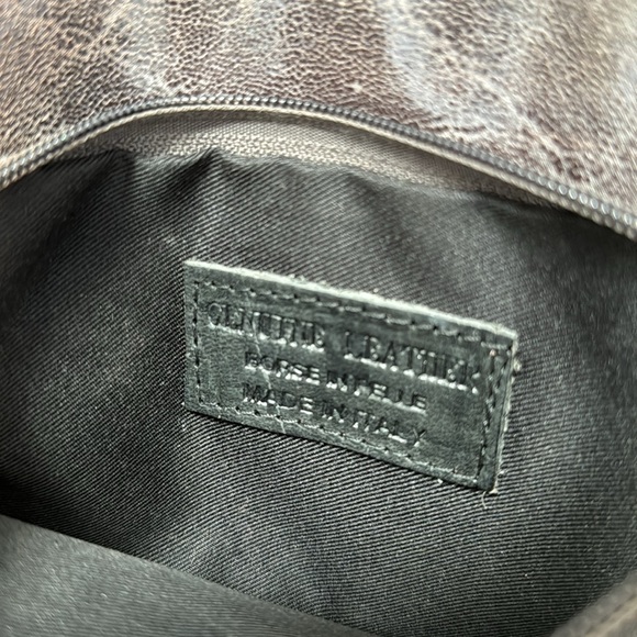 GENUINE ITALIAN LEATHER GUNMETAL GREY CROSSBODY BAG WITH DETACHABLE CHAIN STRAP - Picture 6 of 8